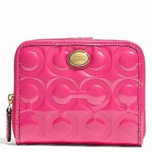 Coach Peyton OP ART Embossed Patent Medium Zip  Wallet